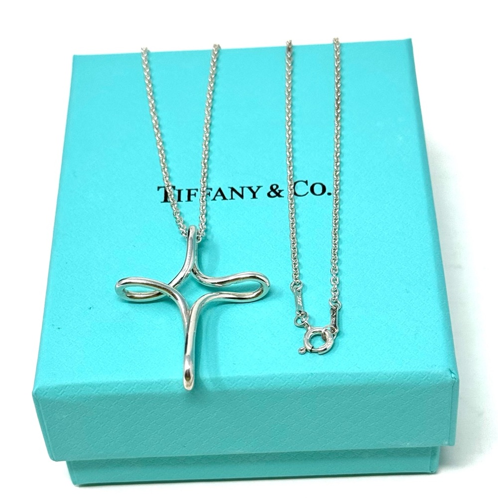 Authentic Tiffany &CO. Elsa Peretti Large Infinity Cross Pendant Neckl…